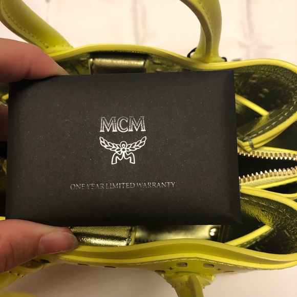 MCM Mini Neo Millia perforated yellow handbag - Picture 6 of 10